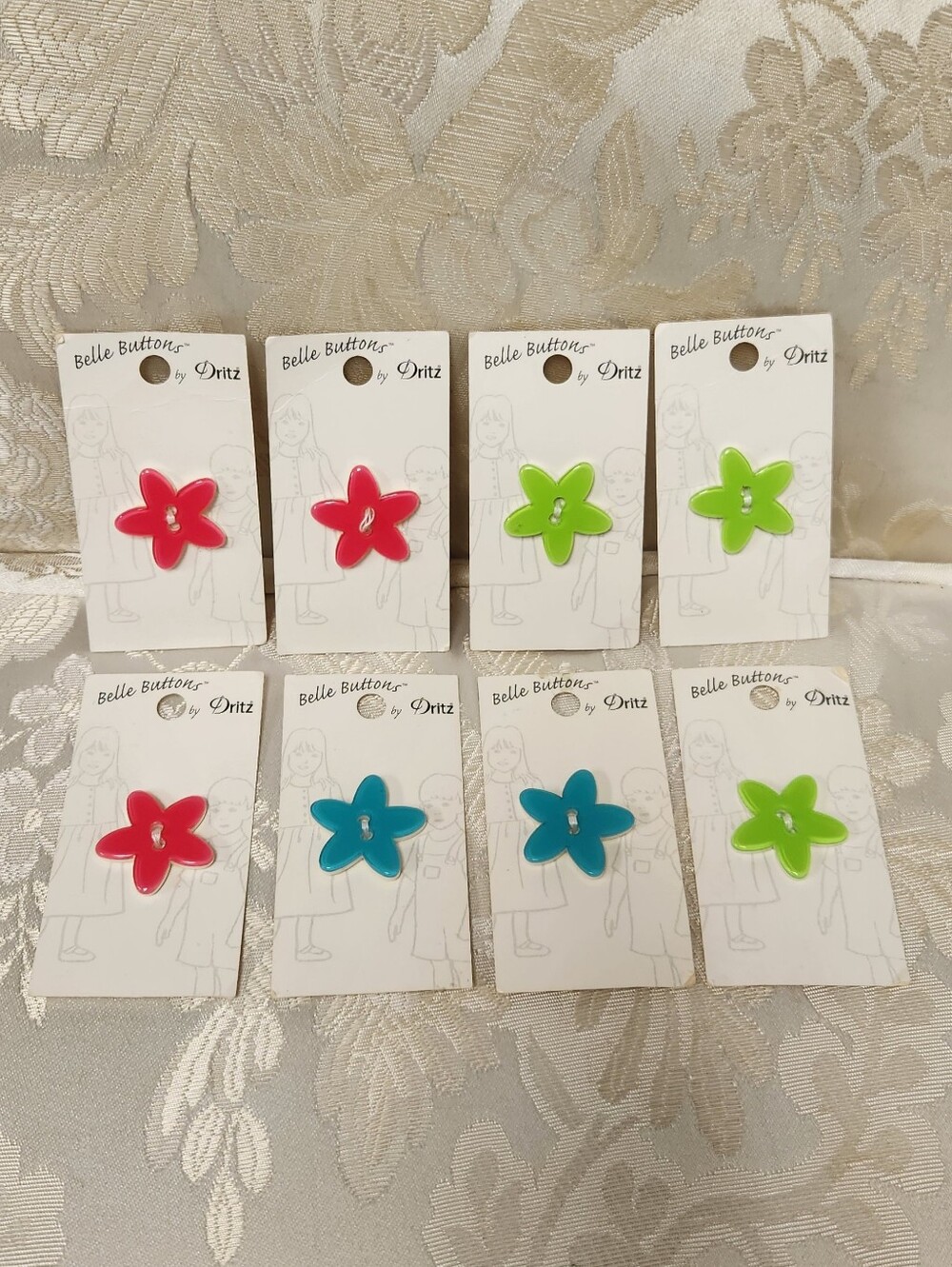 8 Belle Buttons By Dritz Flower Buttons 28mm 1⅛" Lot Made In France